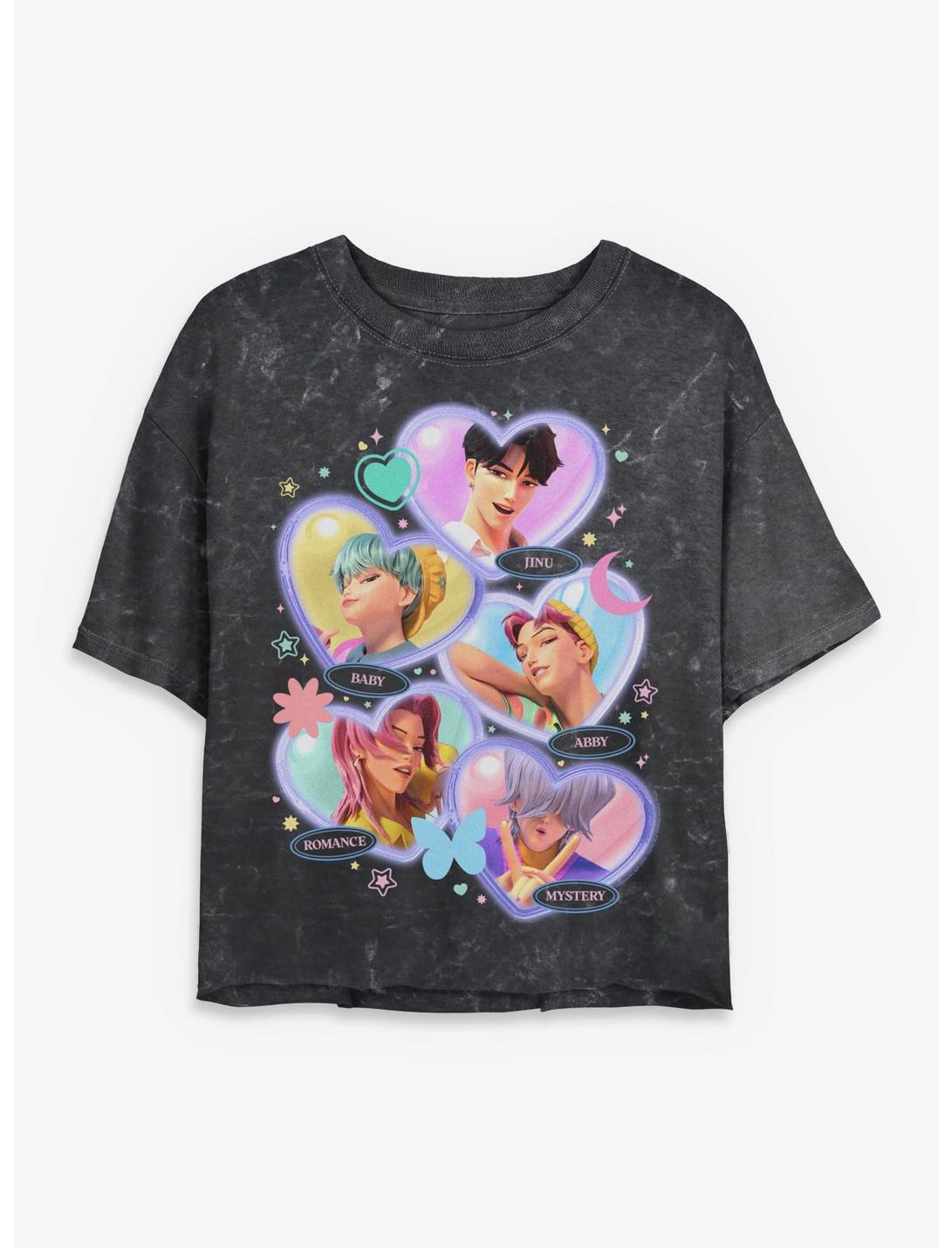 KPop Demon Hunters Saja Boys Hearts Girls Mineral Wash Crop T-Shirt