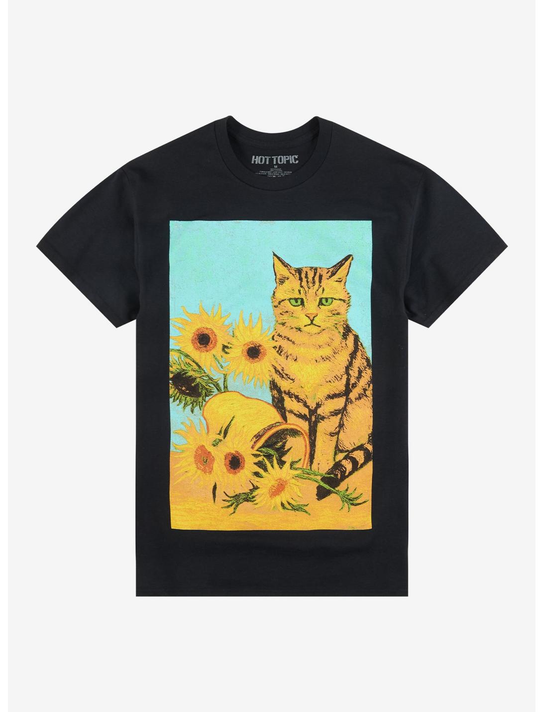 Orange Cat Sunflower Portrait T-Shirt
