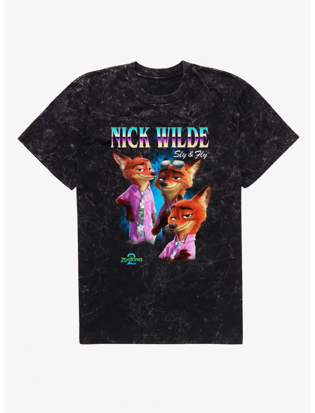Disney Zootopia 2 Nick Wilde Collage Mineral Wash T-Shirt Hot Topic Exclusive
