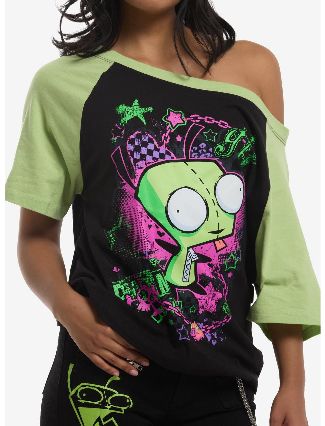 Invader Zim GIR Graffiti Girls Off-Shoulder T-Shirt