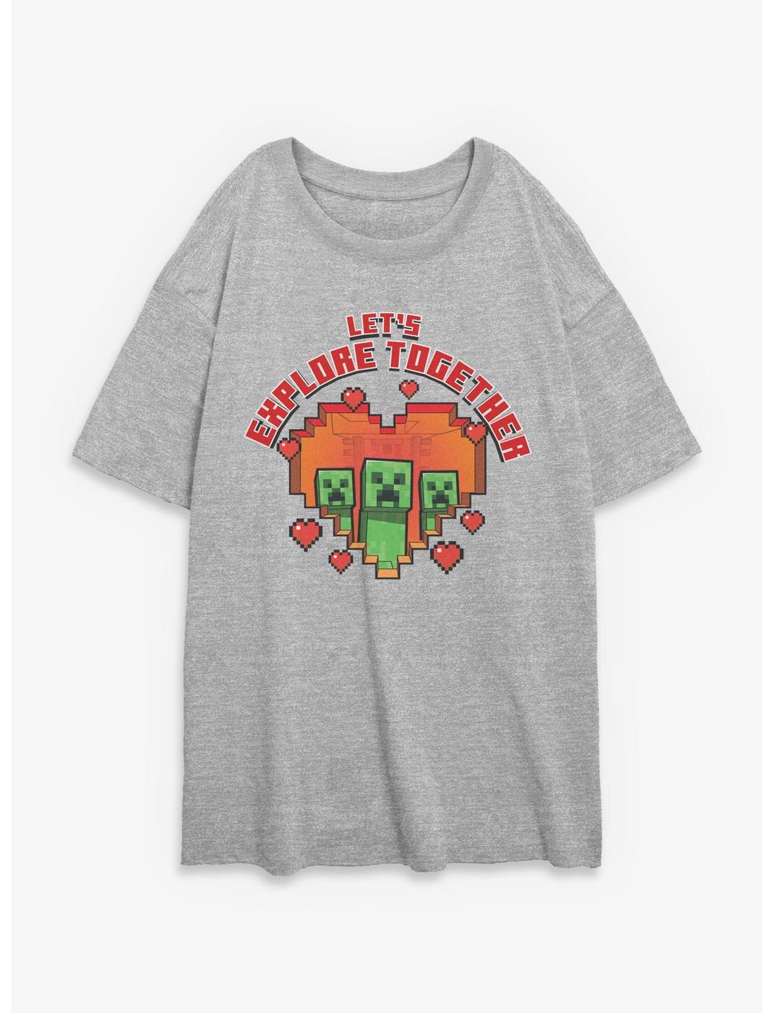 T-shirt oversize Minecraft « Explorons ensemble » Creeper Fille
