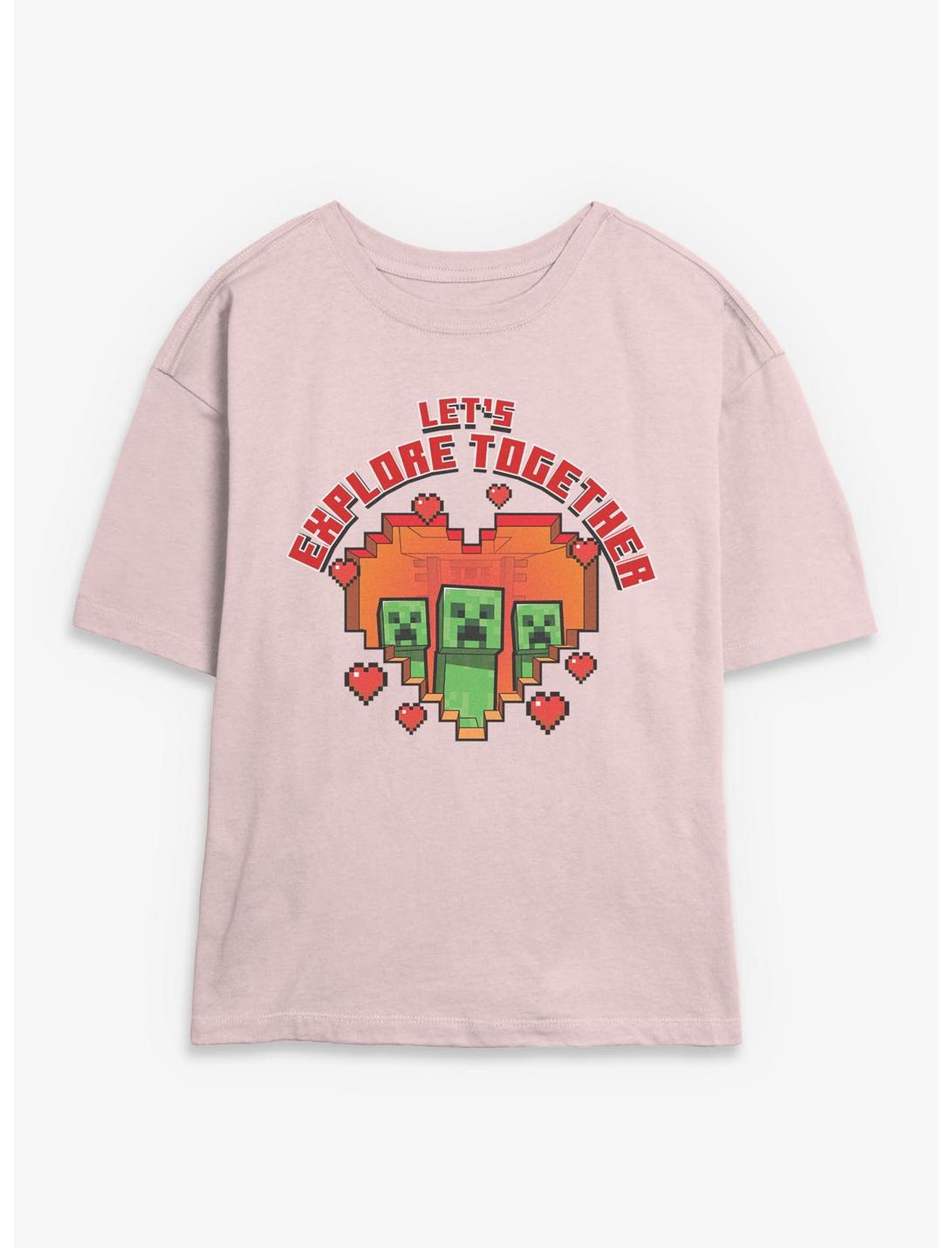 T-shirt court Minecraft Let's Explore Together Creeper Girls