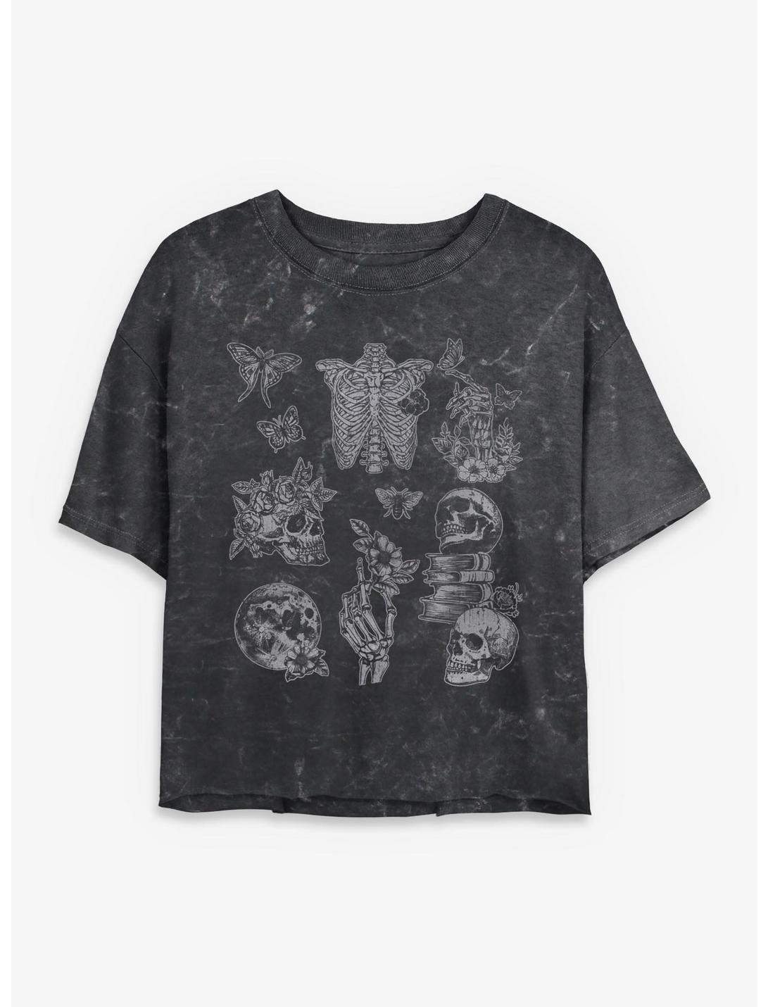 Botanical Goth Girls Mineral Wash Crop T-Shirt