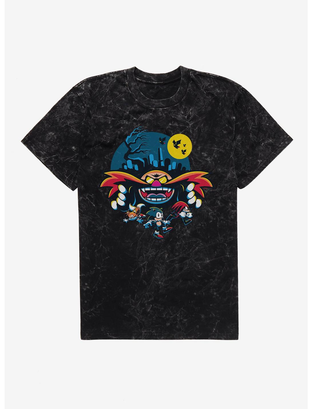 T-shirt Sonic The Hedgehog Eggman Spooky Scary Halloween Délavé Minéral