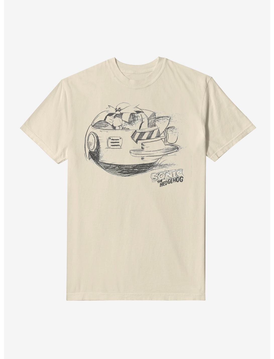 Sonic The Hedgehog Dr. Eggman Egg Mobile Artistic Sketch Garment Dye T-Shirt