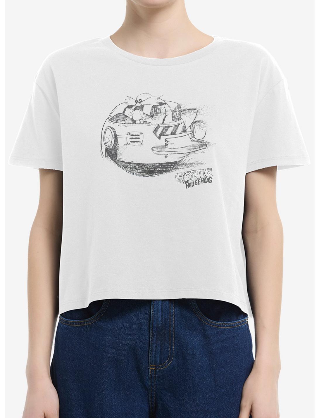 Sonic The Hedgehog Dr. Eggman Egg Mobile Artistic Sketch Girls Boxy Crop T-Shirt