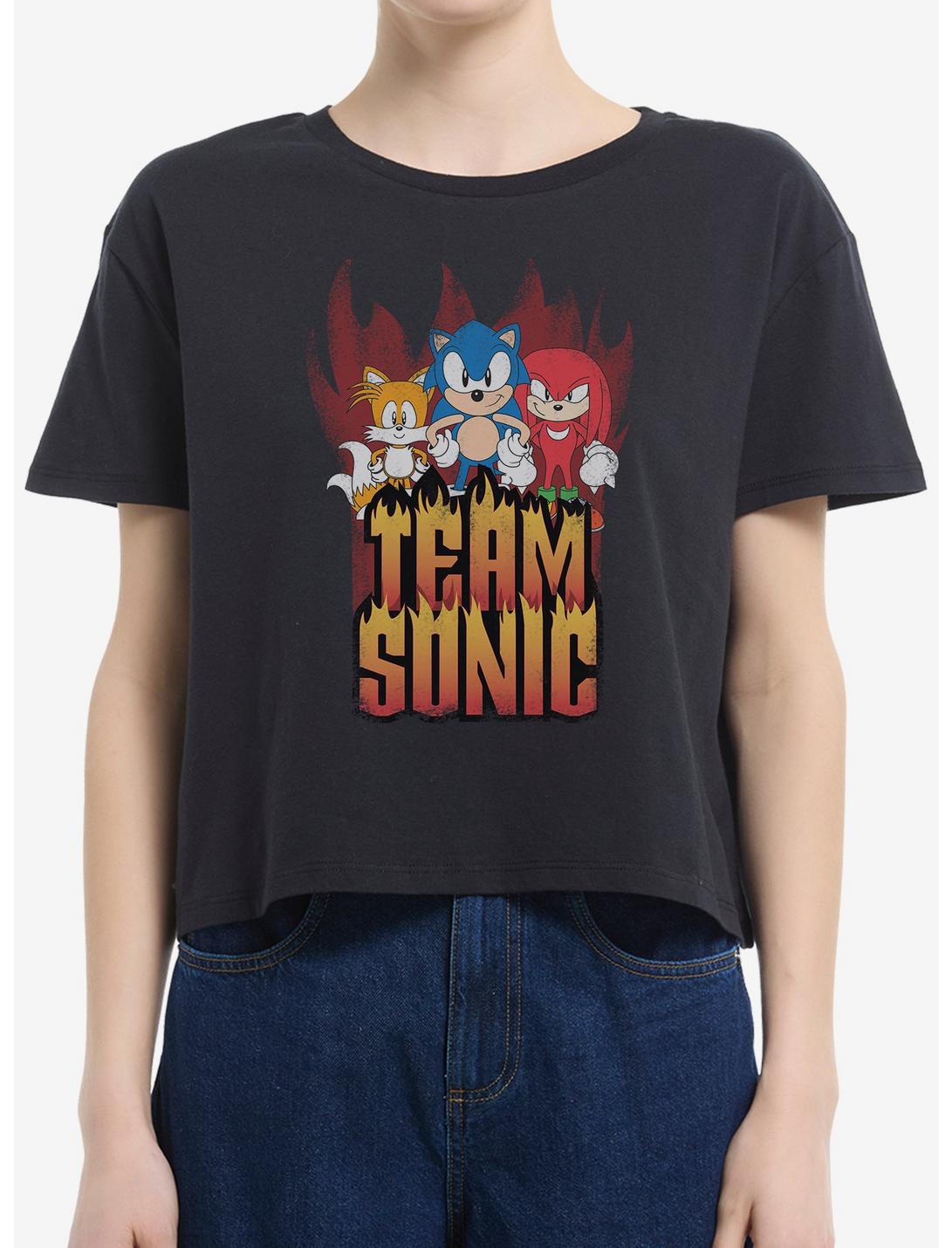 Sonic The Hedgehog Hedgy Metal Team Sonic Girls Boxy Crop T-Shirt