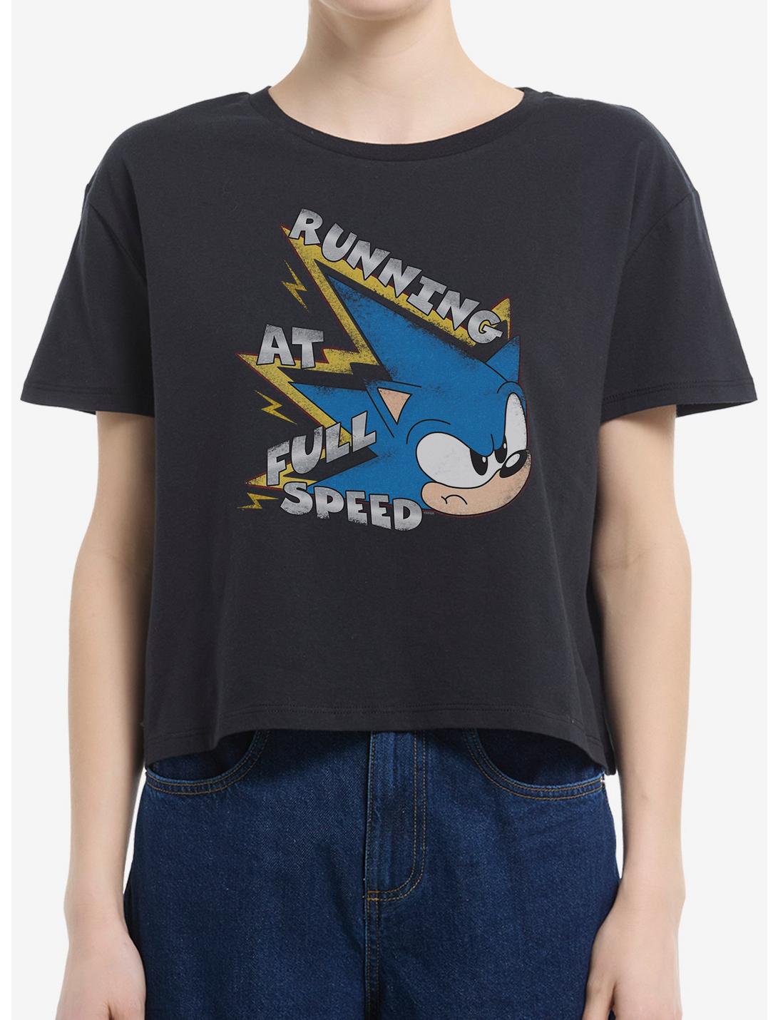 T-shirt court ample pour filles Sonic The Hedgehog courant à toute vitesse