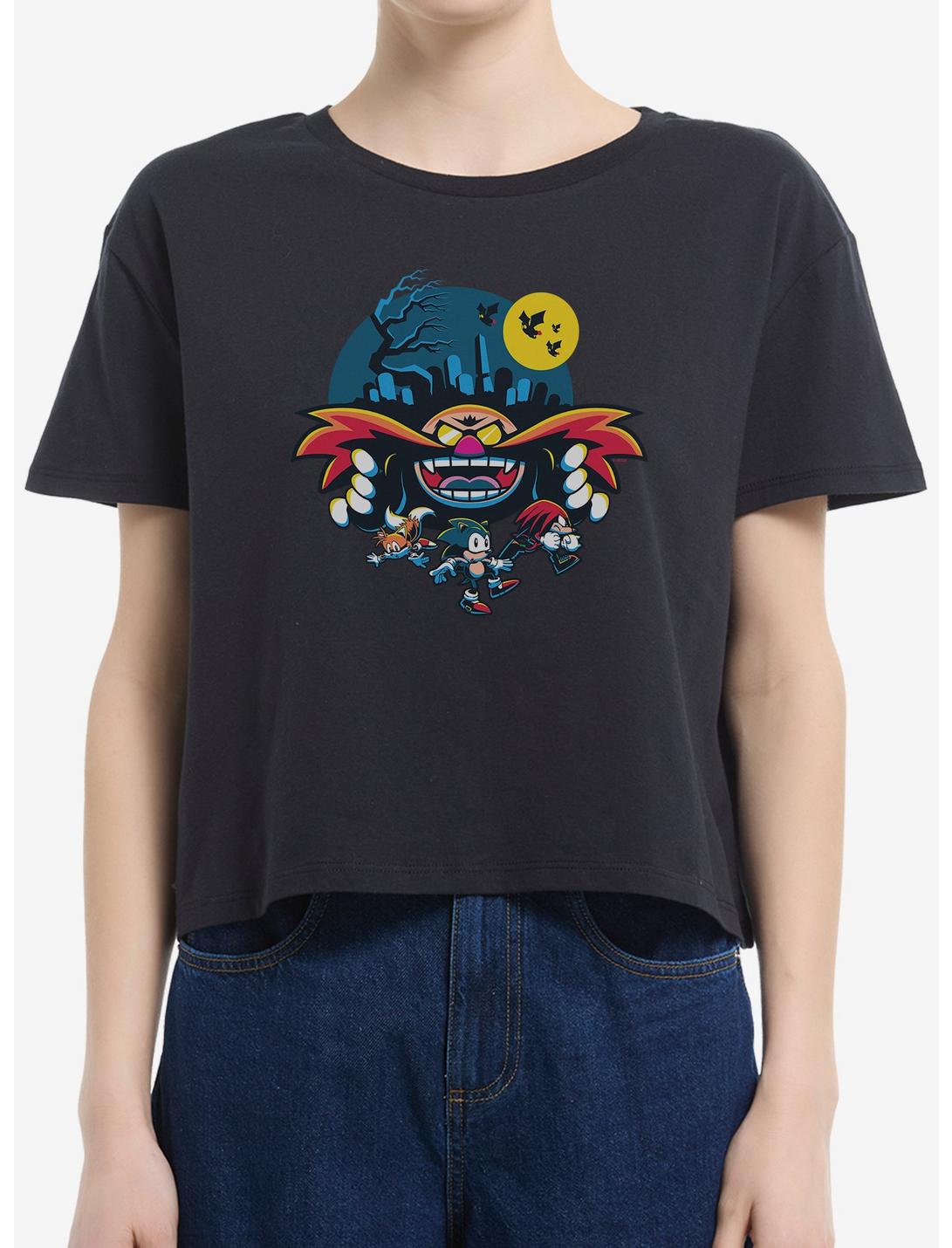 Sonic The Hedgehog Eggman Spooky Scary Halloween Girls Boxy Crop T-Shirt