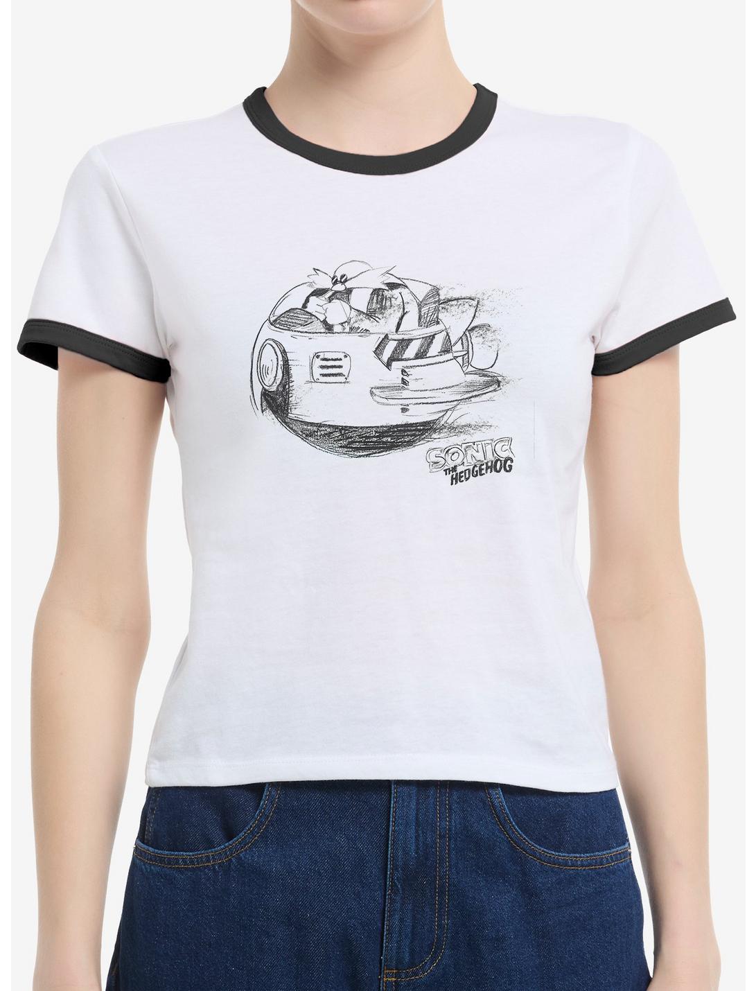 Sonic The Hedgehog Artistic Sketch Girls Ringer T-Shirt
