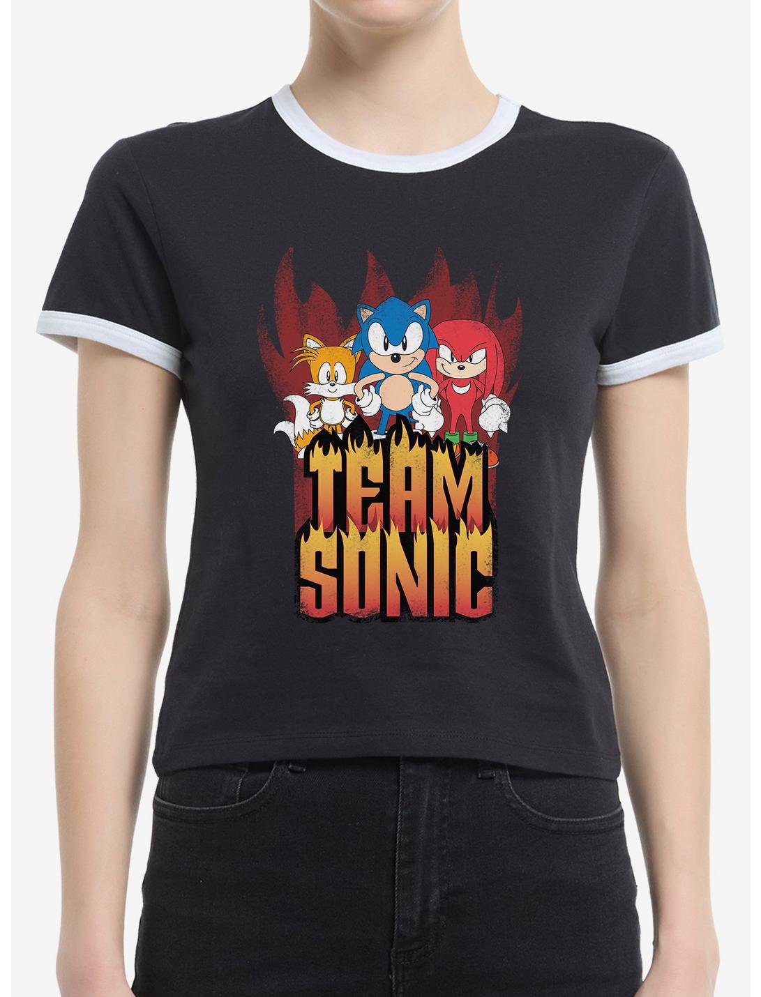 Sonic The Hedgehog Running At Full Speed Girls Ringer T-Shirt