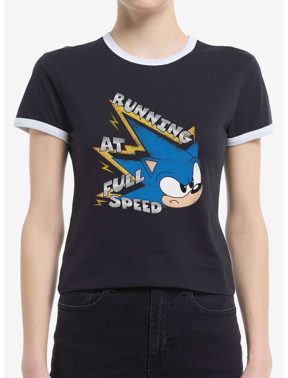 Sonic The Hedgehog Game On Girls Ringer T-Shirt
