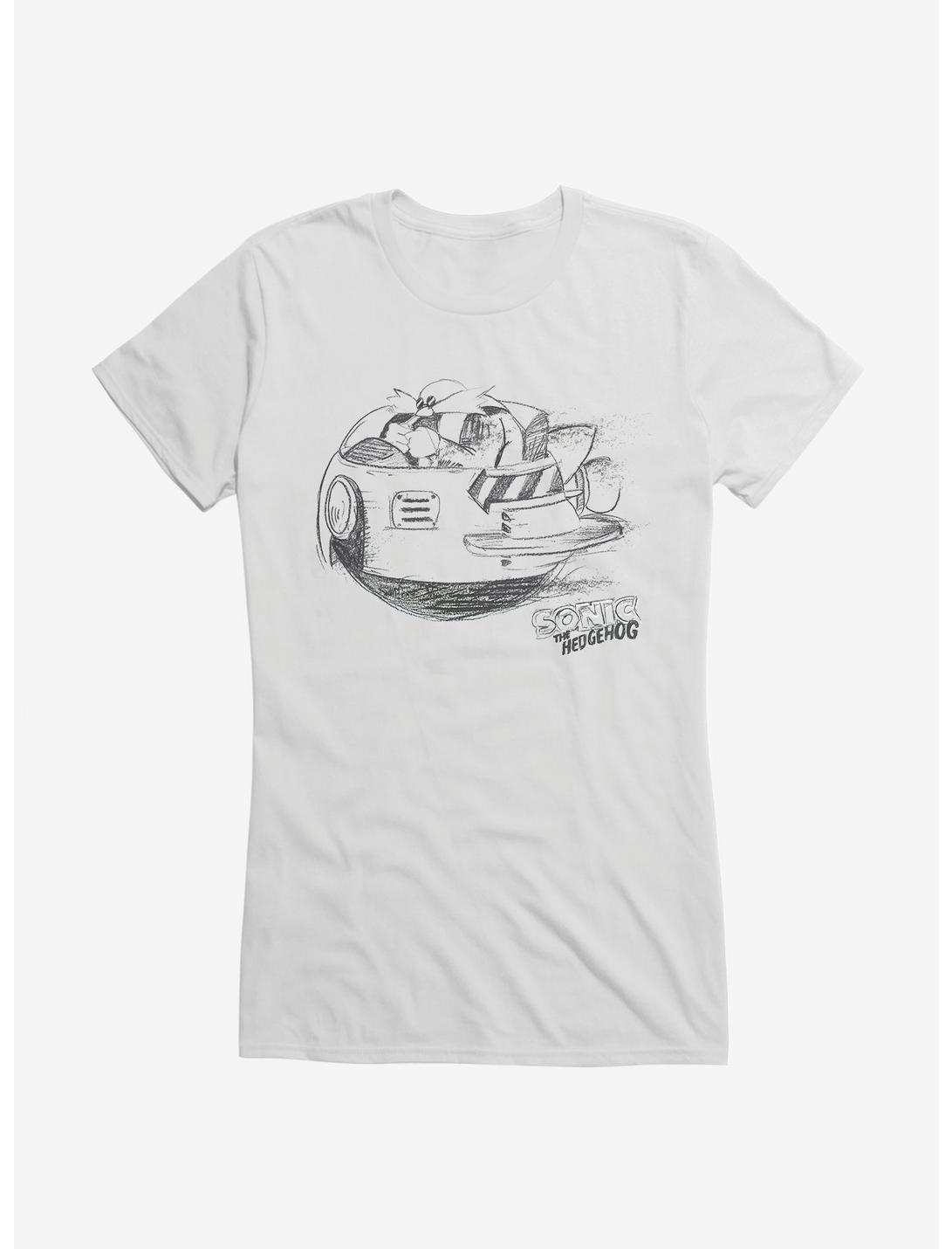 Sonic The Hedgehog Dr. Eggman Egg Mobile Artistic Sketch Girls T-Shirt