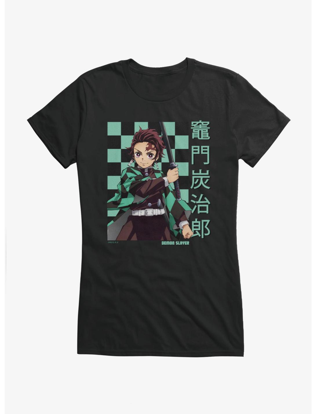 Demon Slayer Checkered Tanjiro Portrait Girls T-Shirt
