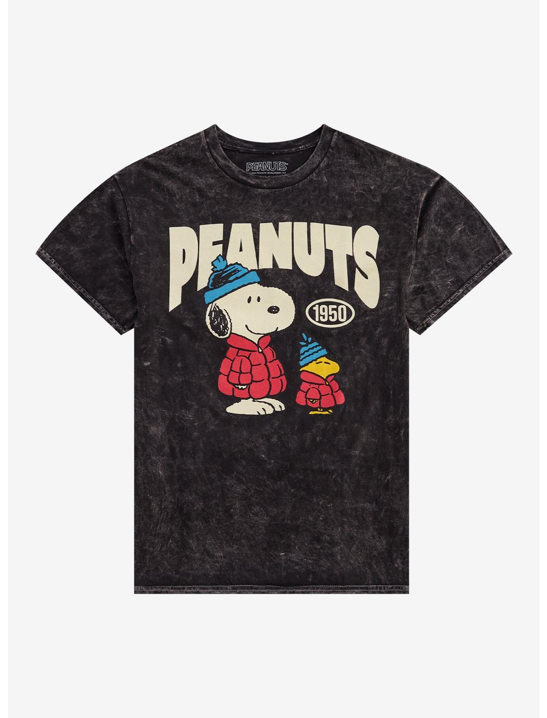 T-shirt délavé à la pierre Peanuts Snoopy et Woodstock avec veste matelassée