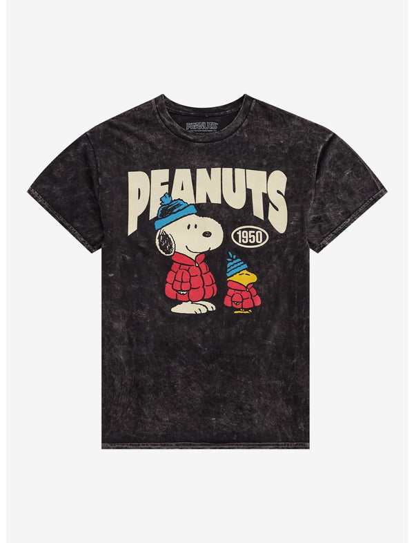 Peanuts Snoopy & Woodstock Puffer Jacket Mineral Wash T-Shirt