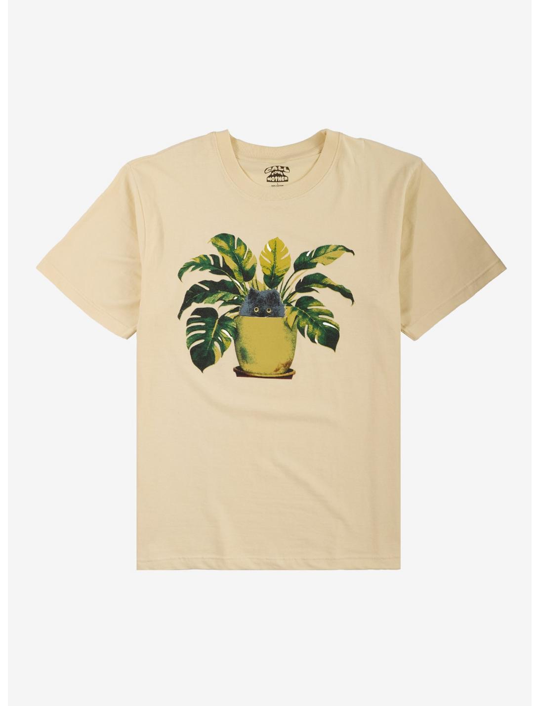 T-shirt chat et plante en pot par Call Your Mother