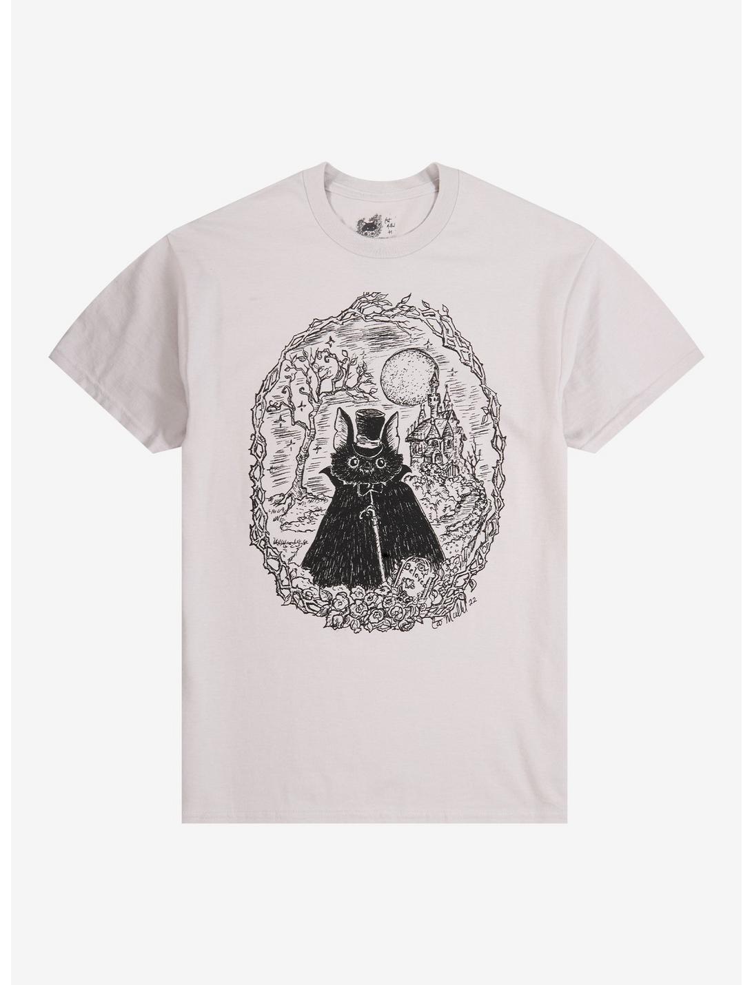 Gothic Bat Portrait T-Shirt By Cat Mallard Art