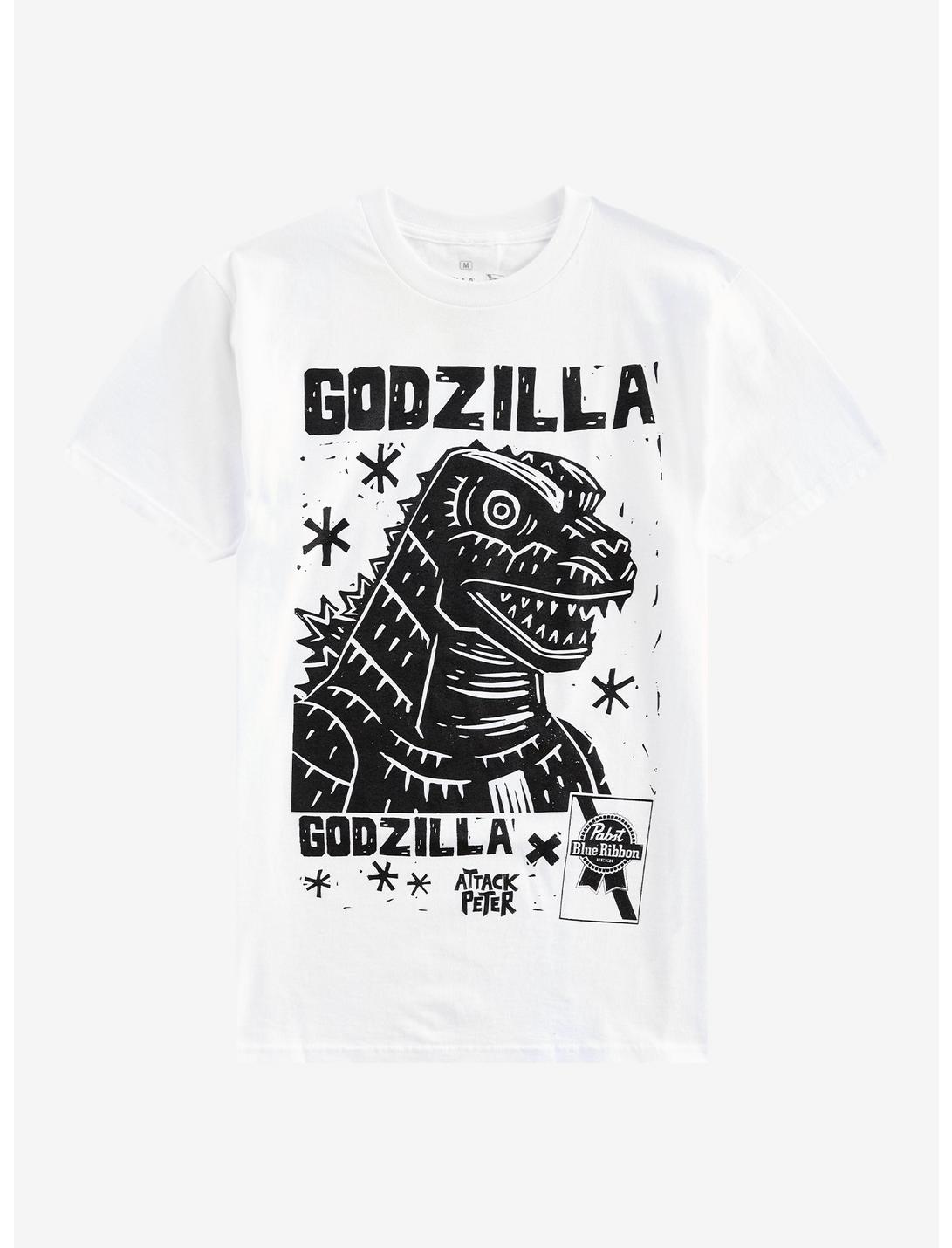 Godzilla X Pabst Blue Ribbon Godzilla T-Shirt By Attack Peter