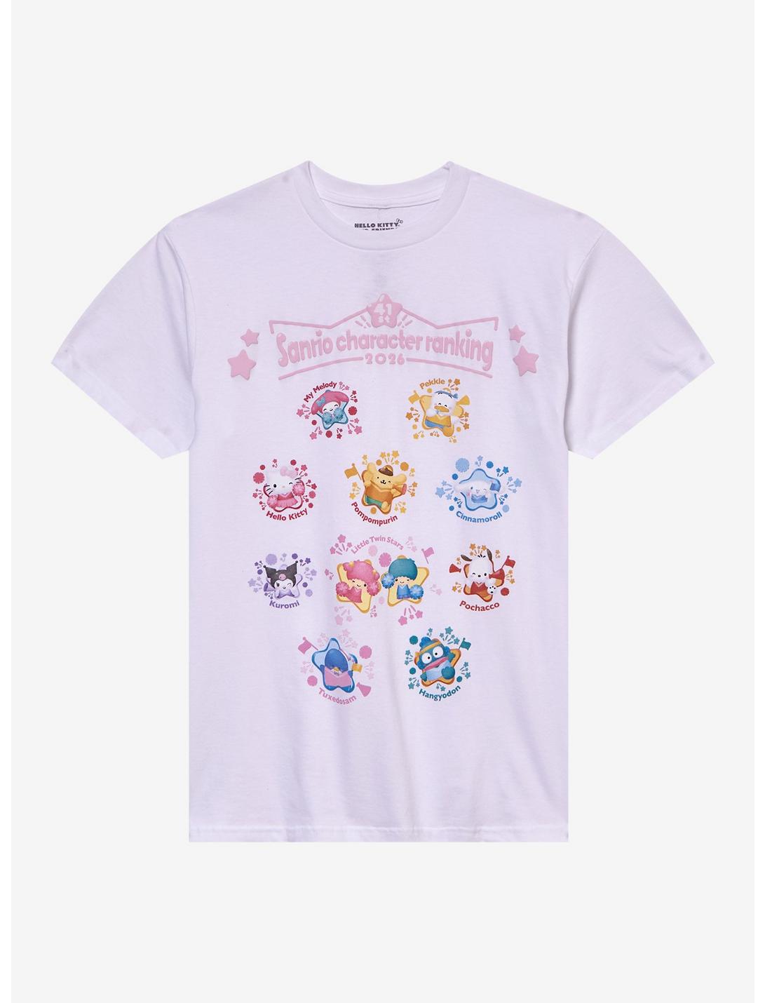 T-shirt à grille de badges du classement des personnages Sanrio 2026