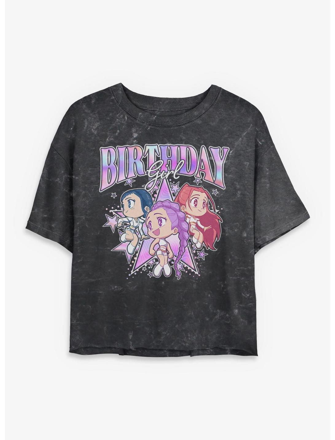 KPop Demon Hunters HUNTR/X Birthday Girls Mineral Wash Crop T-Shirt
