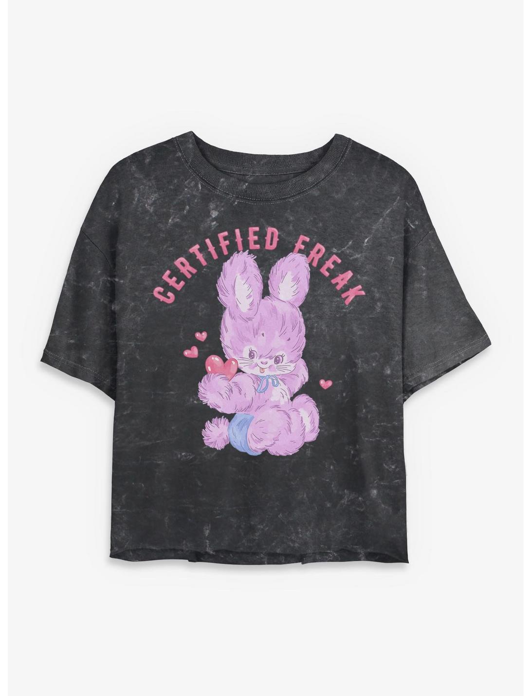 Certified Freak Fuzzy Bunny Girls Mineral Wash Crop T-Shirt Hot Topic Exclusive