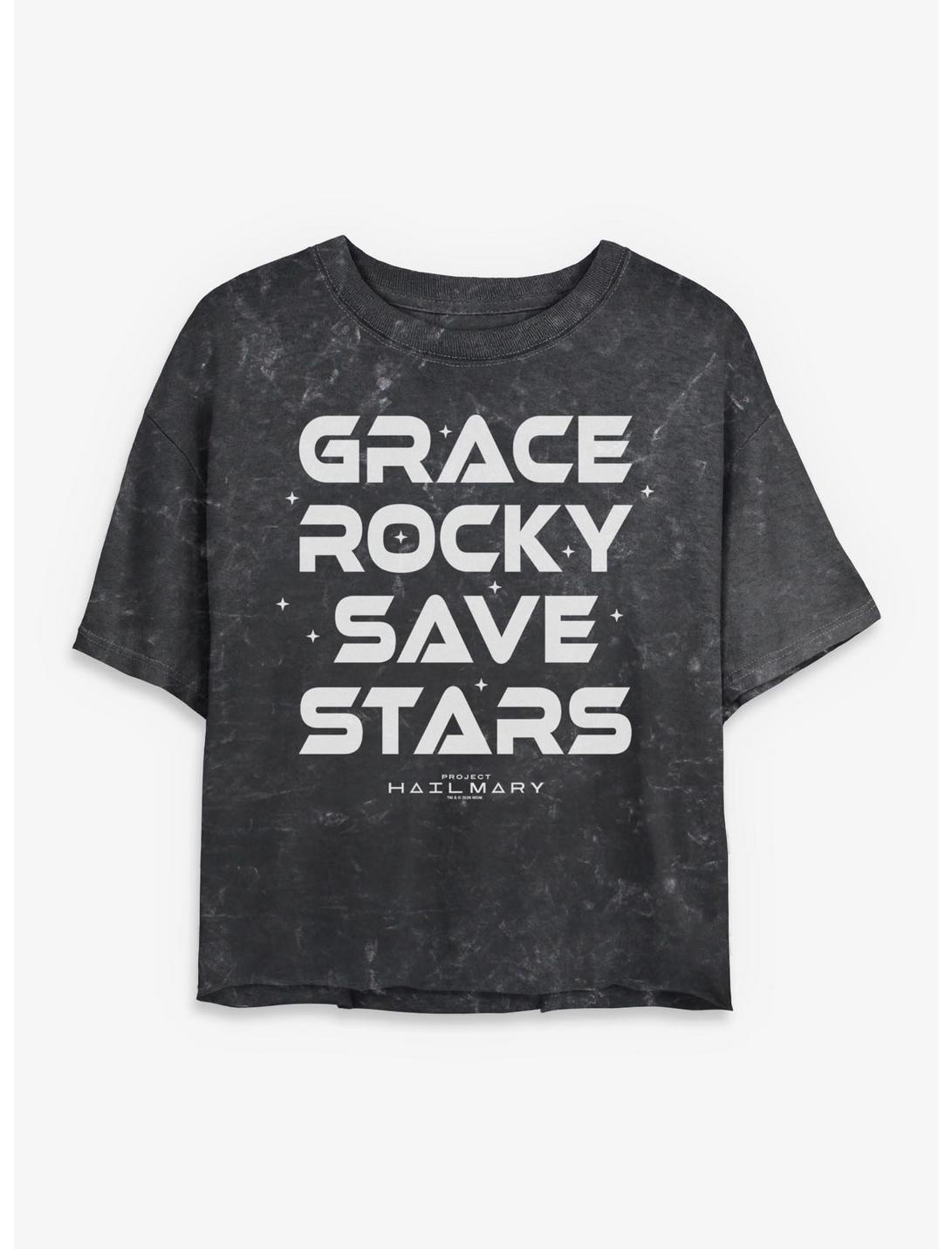 Project Hail Mary Grace Rocky Save Stars Girls Mineral Wash Crop T-Shirt