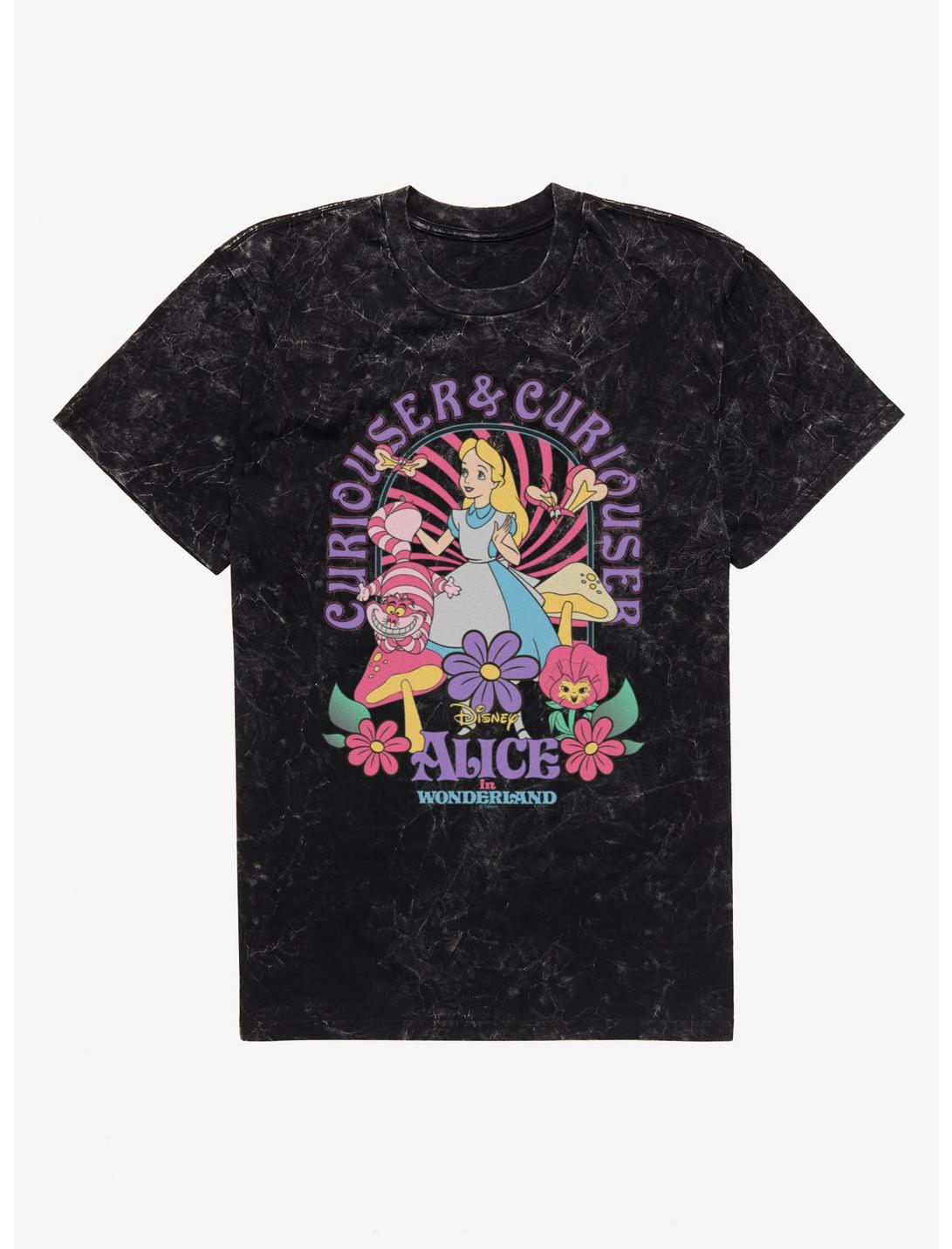 T-shirt délavé minéral Disney Alice au Pays des Merveilles Jardin de champignons encore plus curieux
