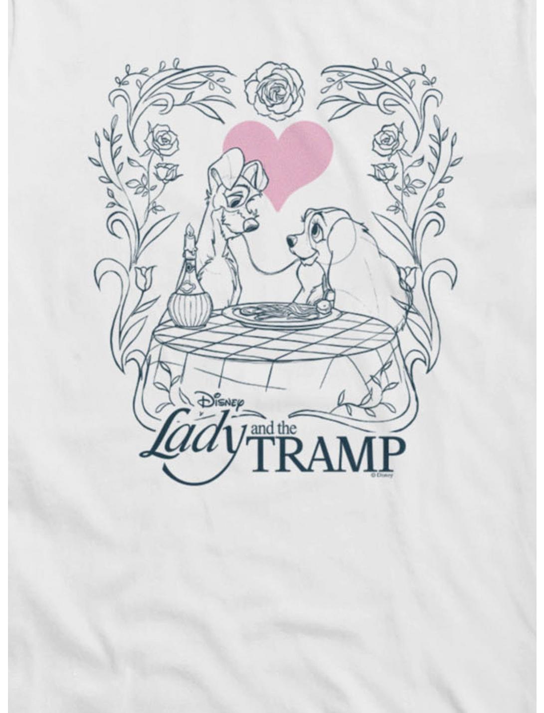 T-shirt Fille Disney La Belle et le Clochard Amour Spaghetti Dessin au Trait
