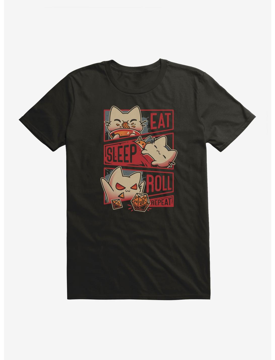 Cat Eat Sleep Roll Repeat Routine T-Shirt