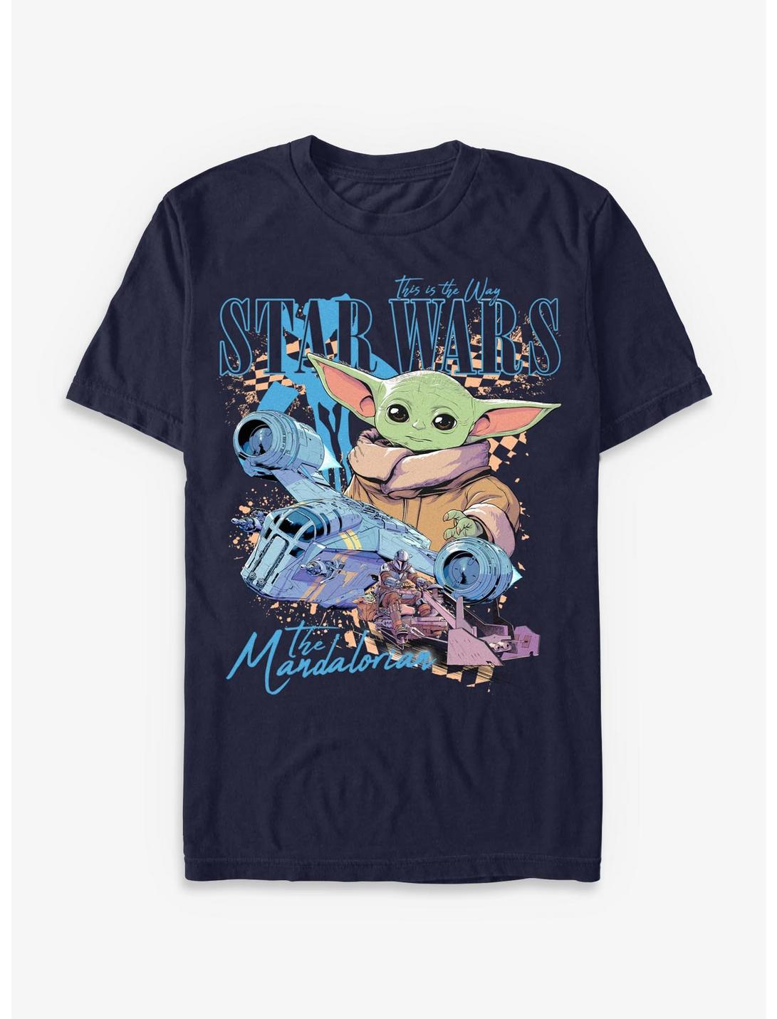Star Wars The Mandalorian Grogu Checkered Ships T-Shirt Hot Topic Exclusive