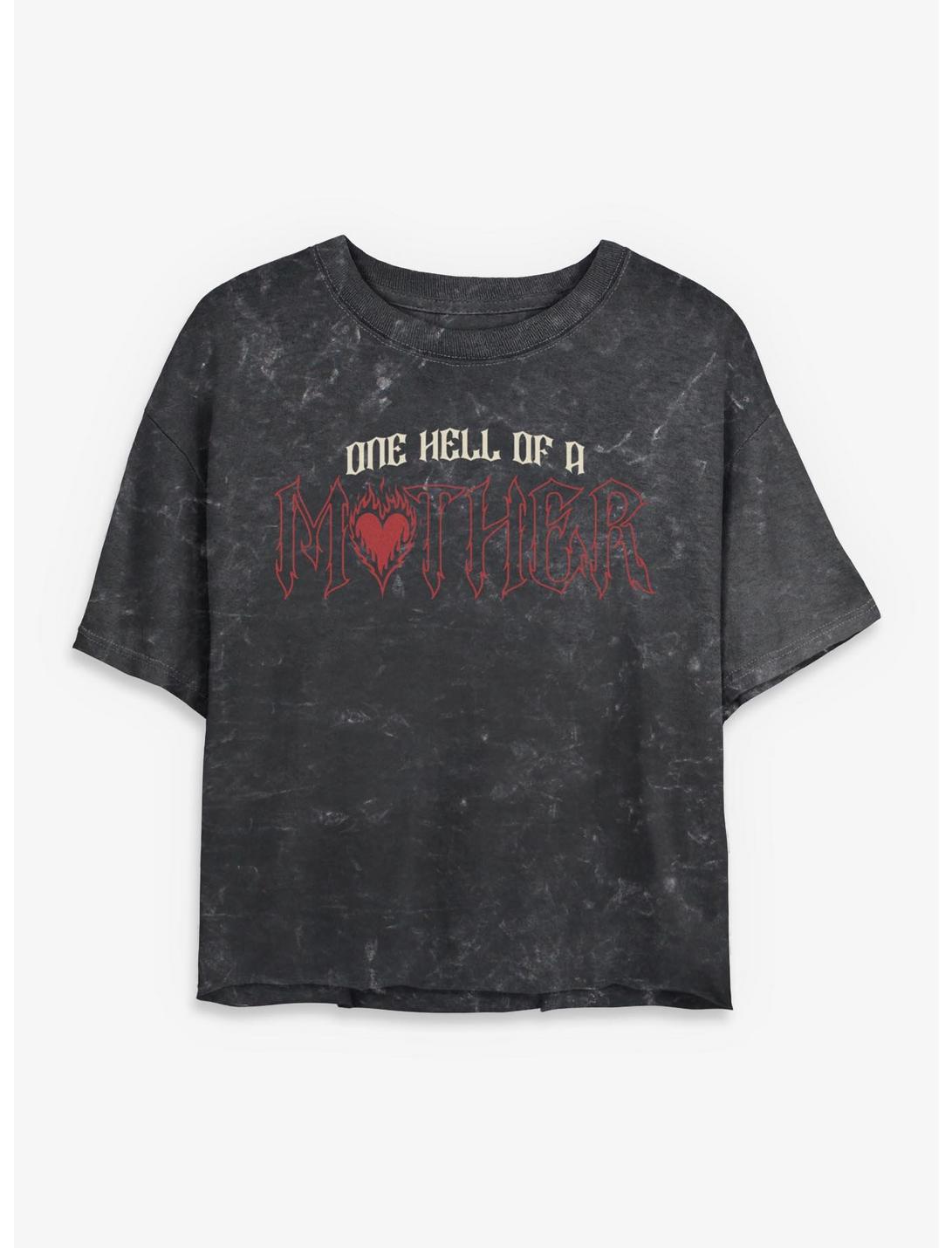 Hell Of A Mother Girls Mineral Wash Crop T-Shirt