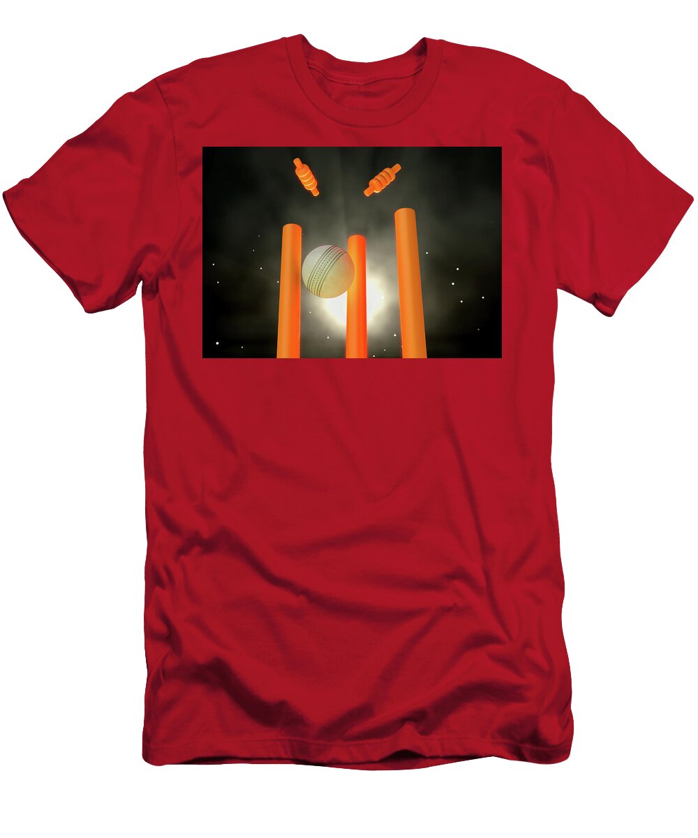 4 Cricket Ball Hitting Wickets Allan Swart T-Shirt