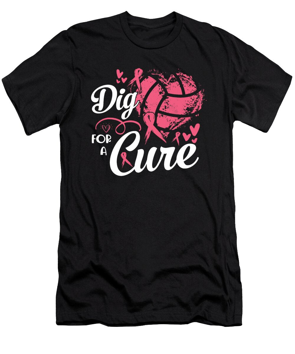 4 Dig for Cure Ribbon Volleyball Breast Cancer Natalie Lidford T-Shirt
