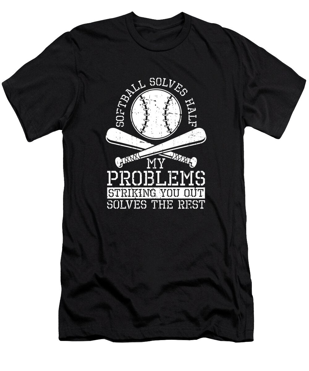 4 Funny Softball Batter Pitcher Catcher Softball Crazy Squirrel T-Shirt