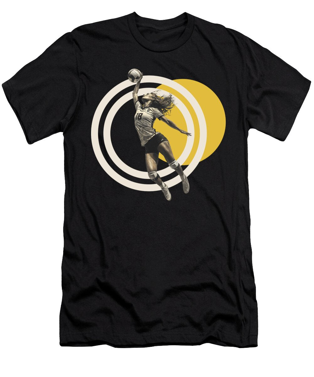 4 Outside Hitter Volleyball Powerful Spiker on Modern Geometric Background Dream Stuff T-Shirt