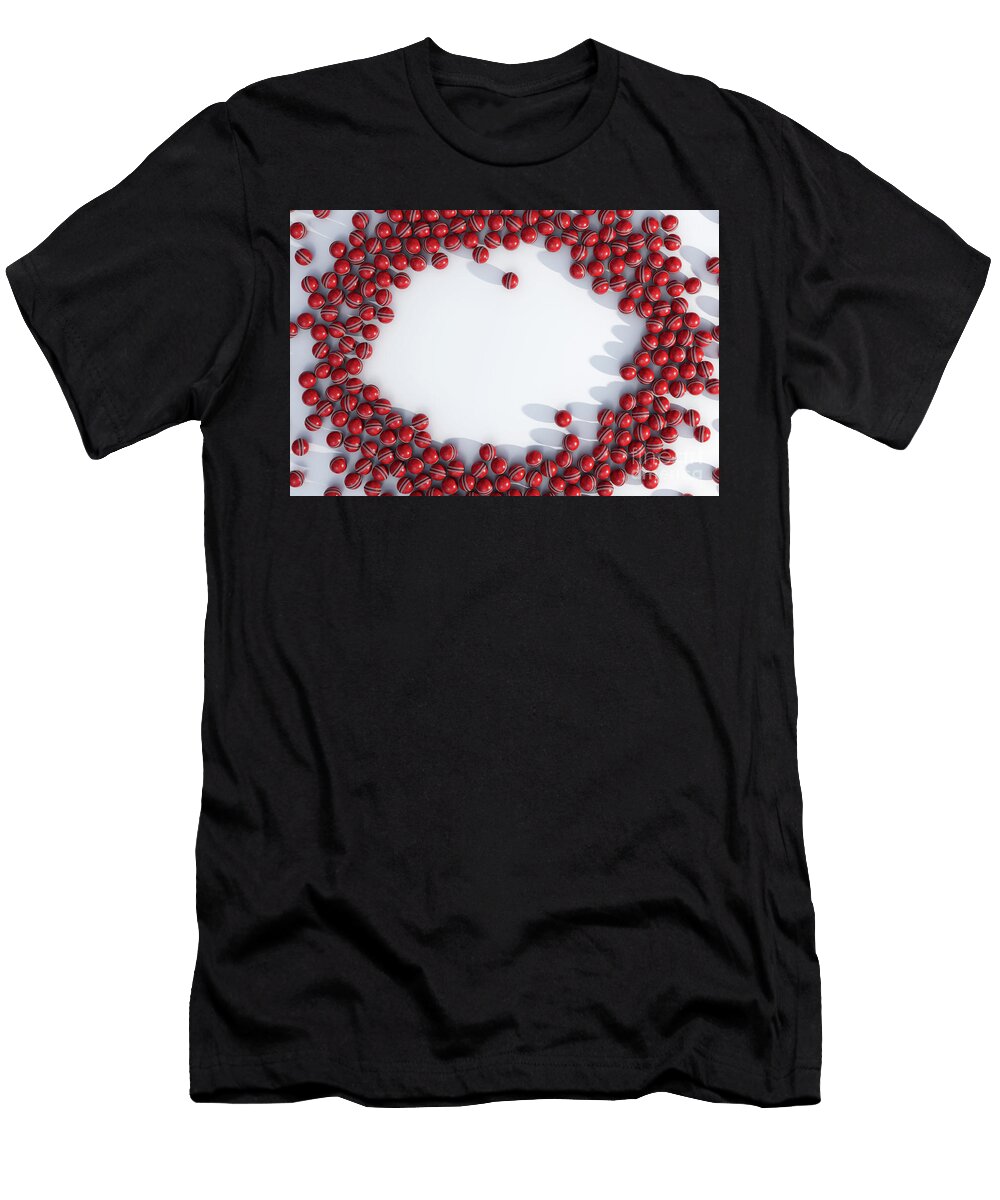 4 Red Cricket Sports Ball Array Allan Swart T-Shirt