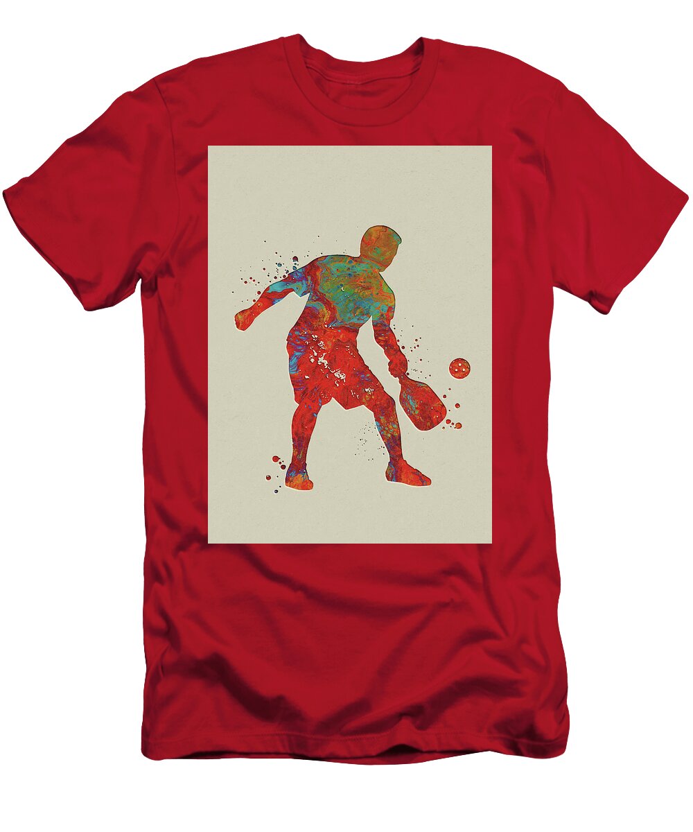 4 Watercolor Pickleball Player Man Watercolor Print Male Pickleball Gift Pickleball Art Wall Art Wall Leith Huber T-Shirt