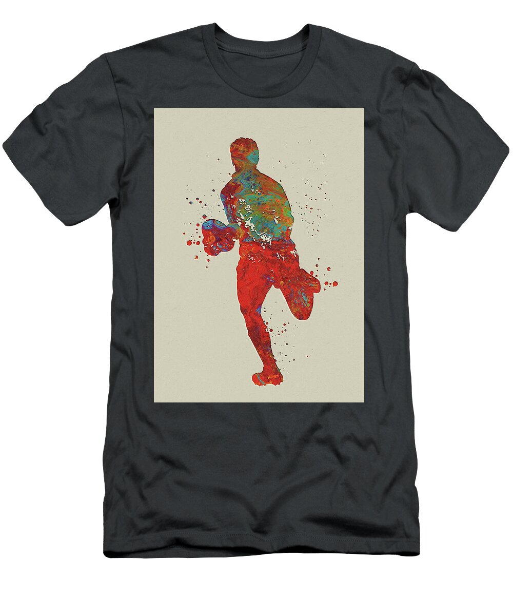 4 Watercolor Rugby Player Art Watercolor Print Gift Man Boy Nursery Dorm Room Ball Poster Wall Art Wal Leith Huber T-Shirt