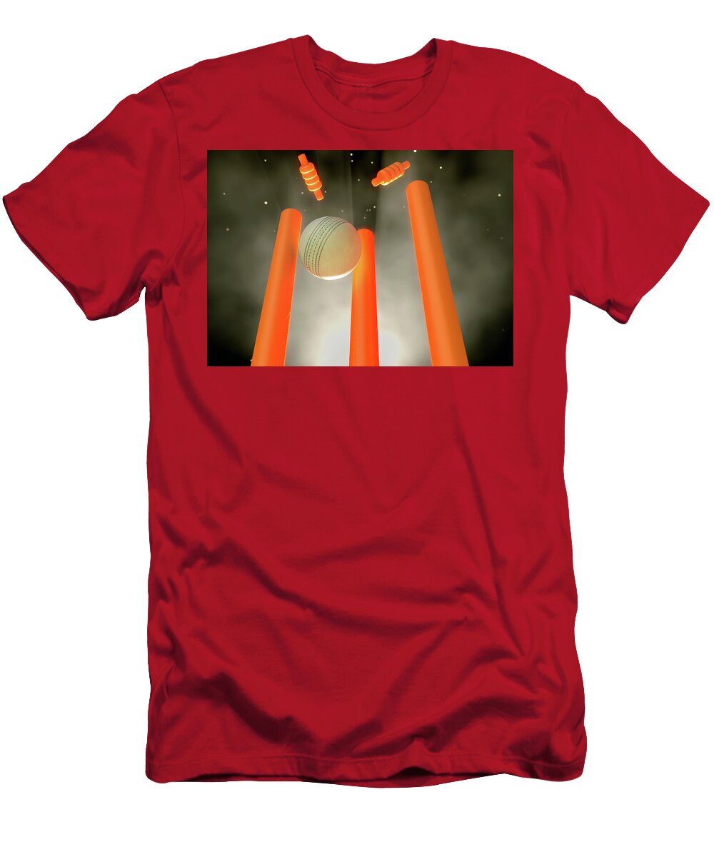 5 Cricket Ball Hitting Wickets Allan Swart T-Shirt