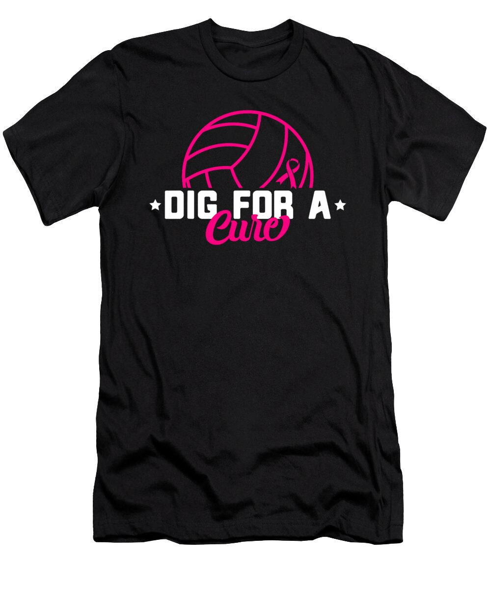 5 Dig for Cure Ribbon Volleyball Breast Cancer Natalie Lidford T-Shirt