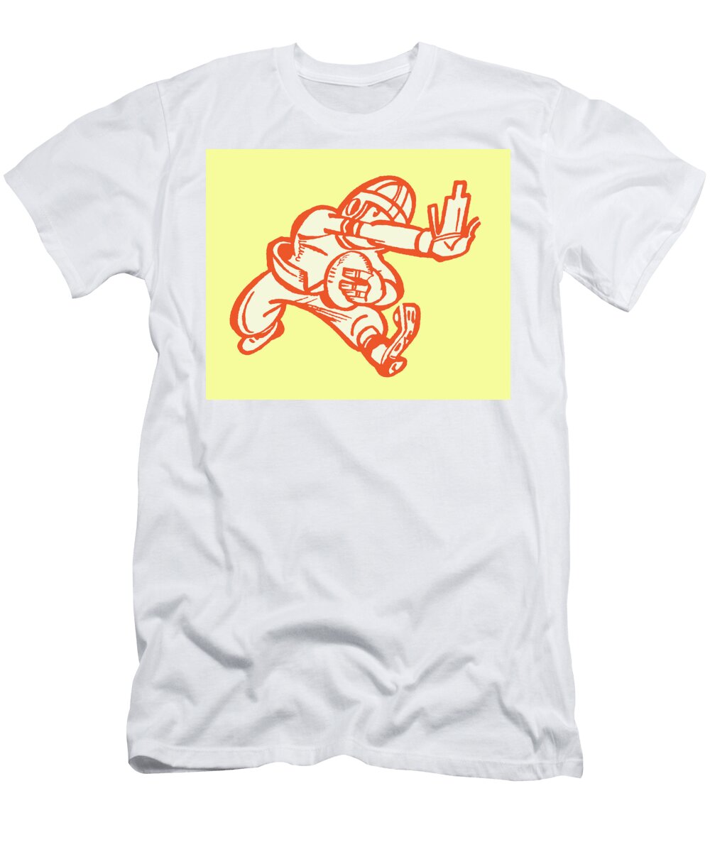 5 Football Player Rushing with Ball Csa Images T-Shirt