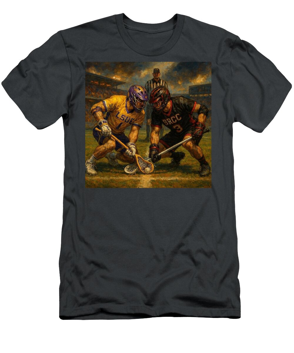 5 Intense Lacrosse Face Off James Spears T-Shirt