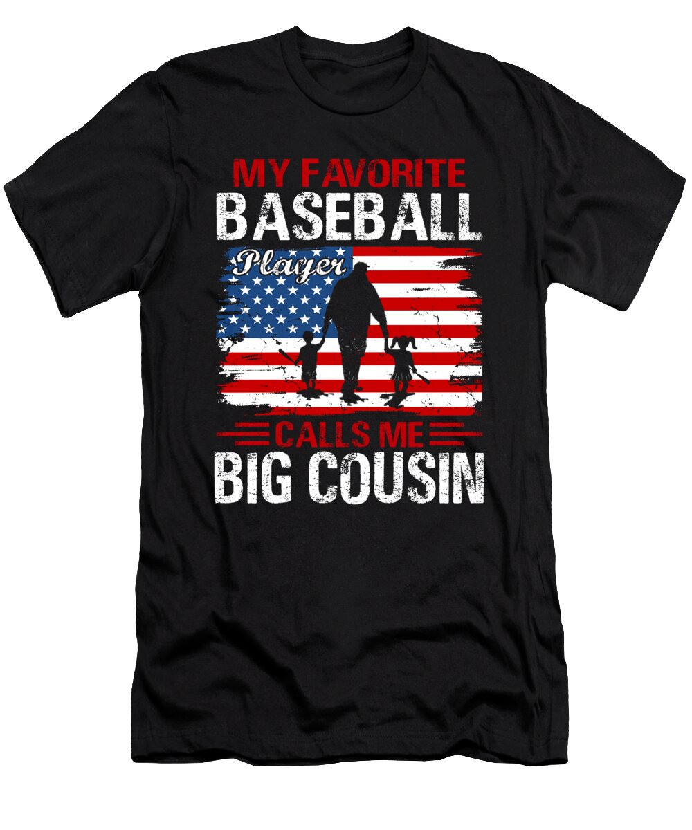 5 My Favorite Baseball Catcher Calls Me Big Cousin Baseball USA Flag Dhbubble T-Shirt