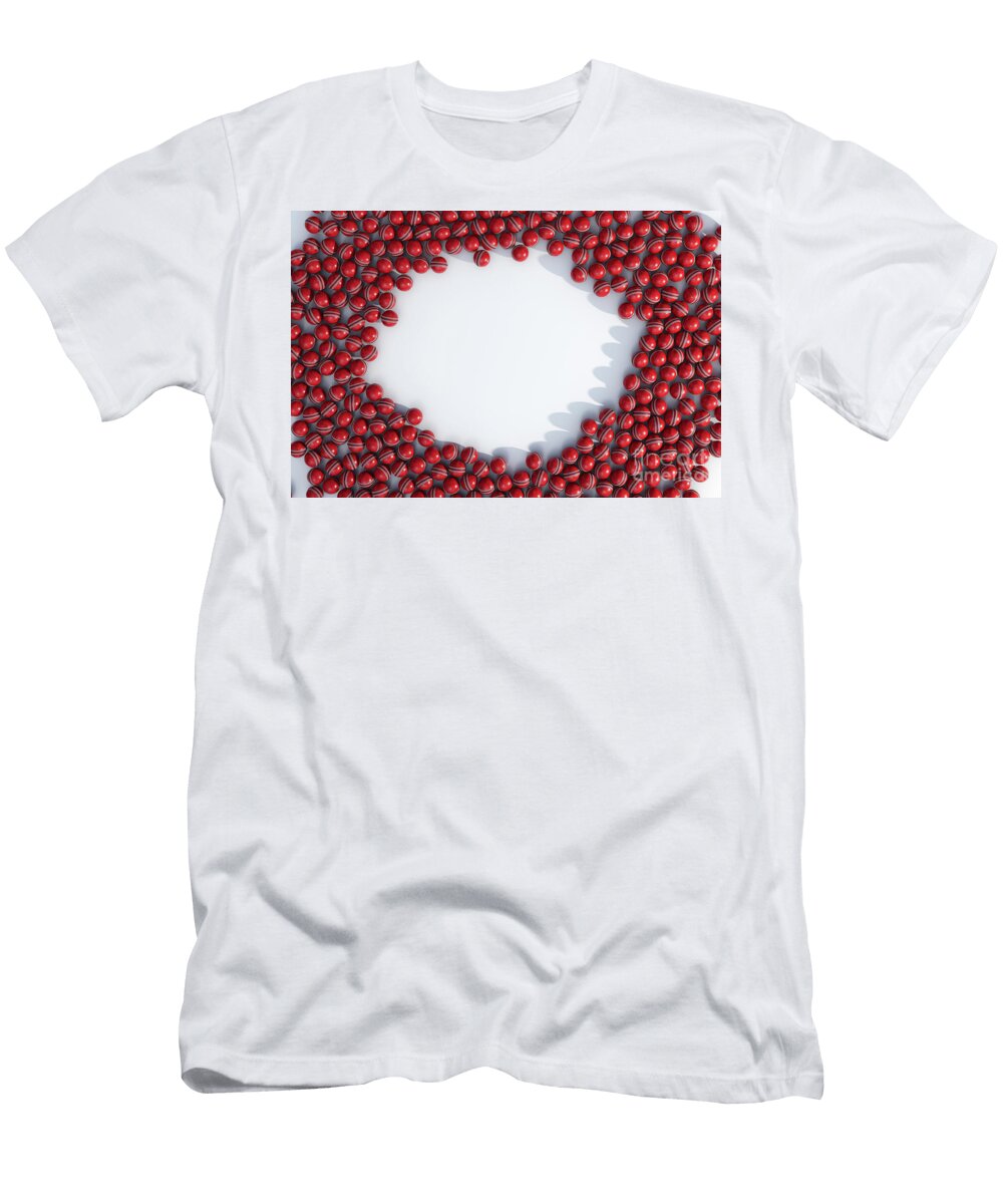 5 Red Cricket Sports Ball Array Allan Swart T-Shirt