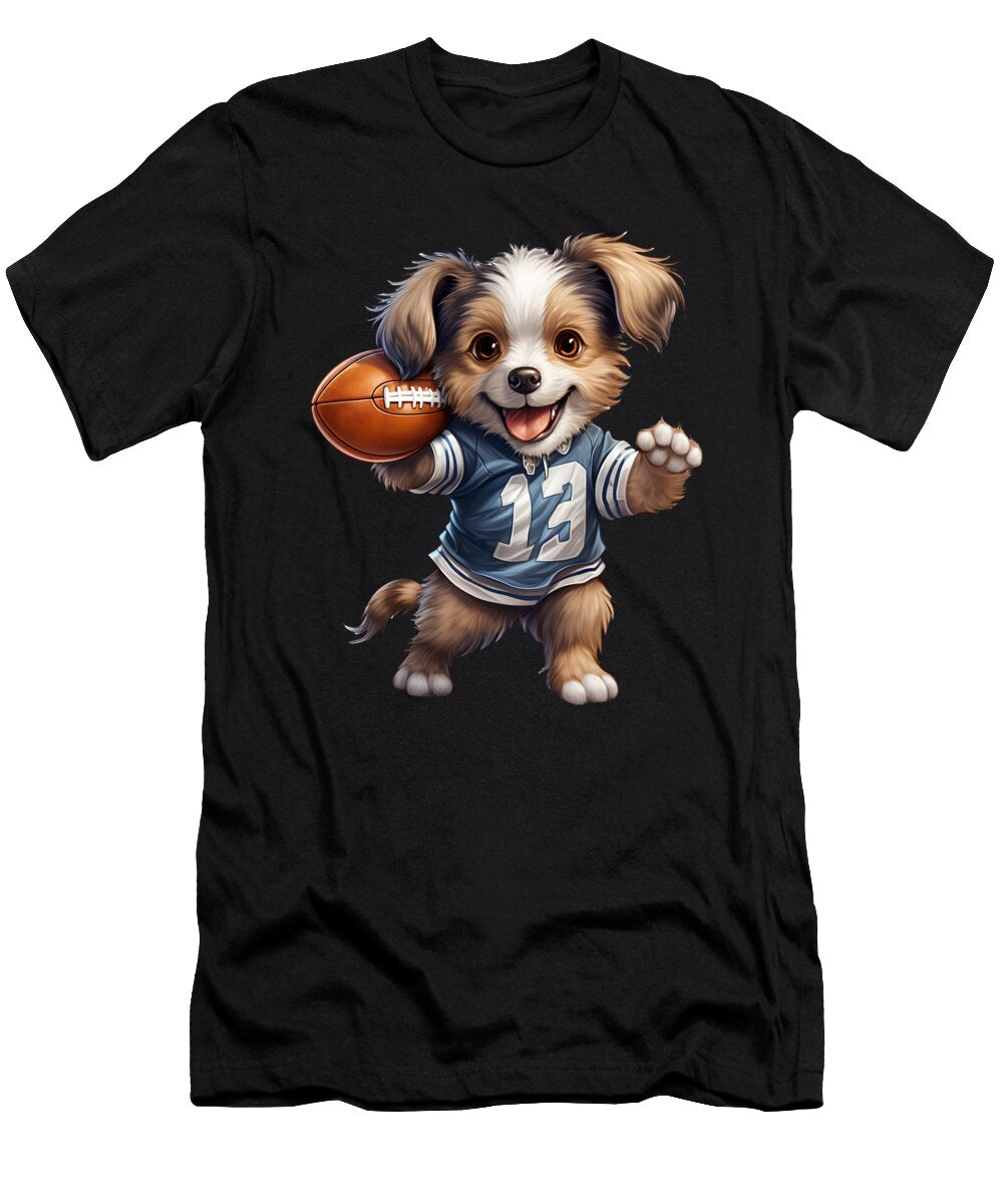 6 American Football Puppy Touchdown Quarterback Linebacker Dog Heidi Joyce T-Shirt