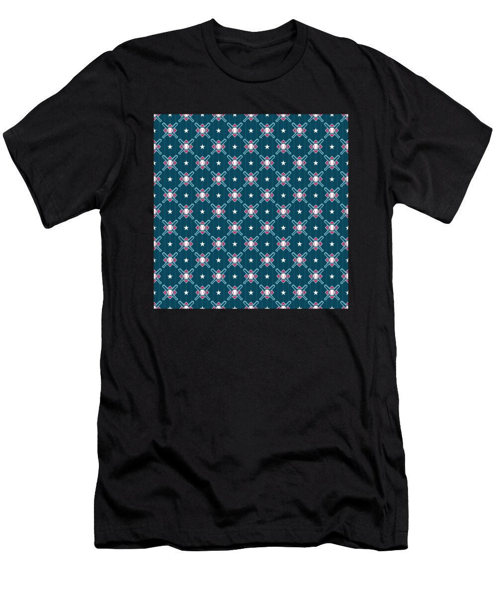 6 Baseball Pattern Catcher Homerun Team Pitcher Mister T-Shirt