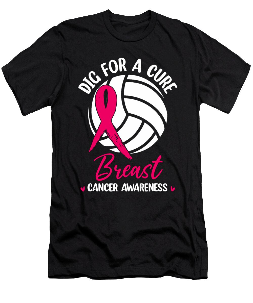 6 Dig for Cure Ribbon Volleyball Breast Cancer Natalie Lidford T-Shirt
