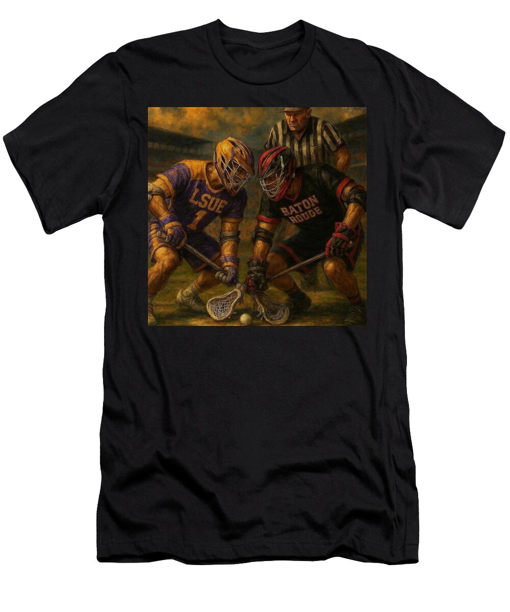 6 Intense Lacrosse Face Off James Spears T-Shirt