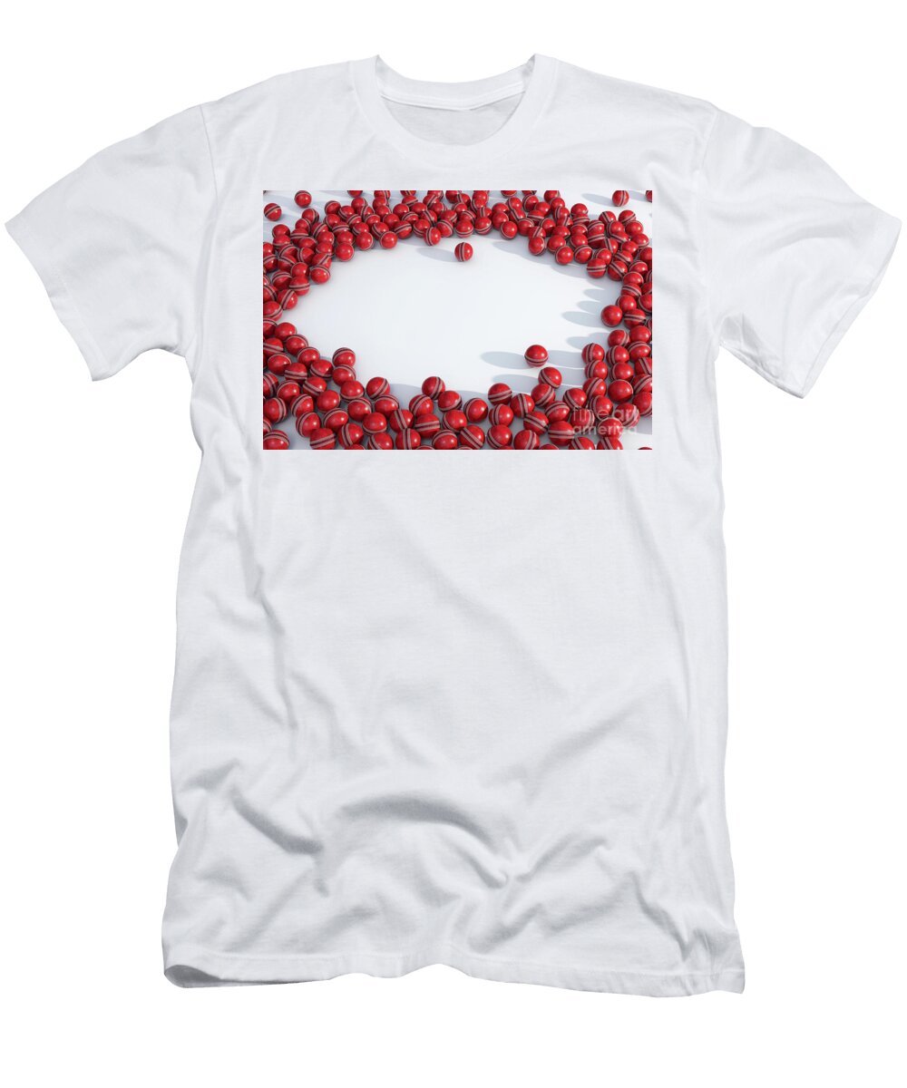 6 Red Cricket Sports Ball Array Allan Swart T-Shirt